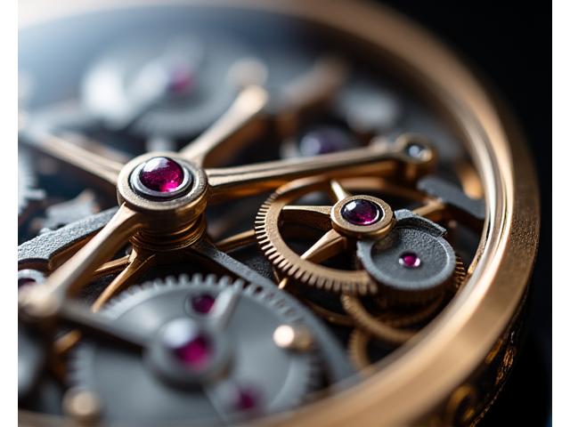 Détail du mécanisme d'une montre de luxe